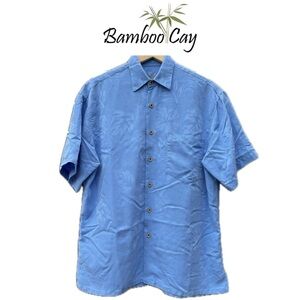 Bamboo Cay Men's Light Blue short sleeve Casual Button up Vacation Shirt Small
